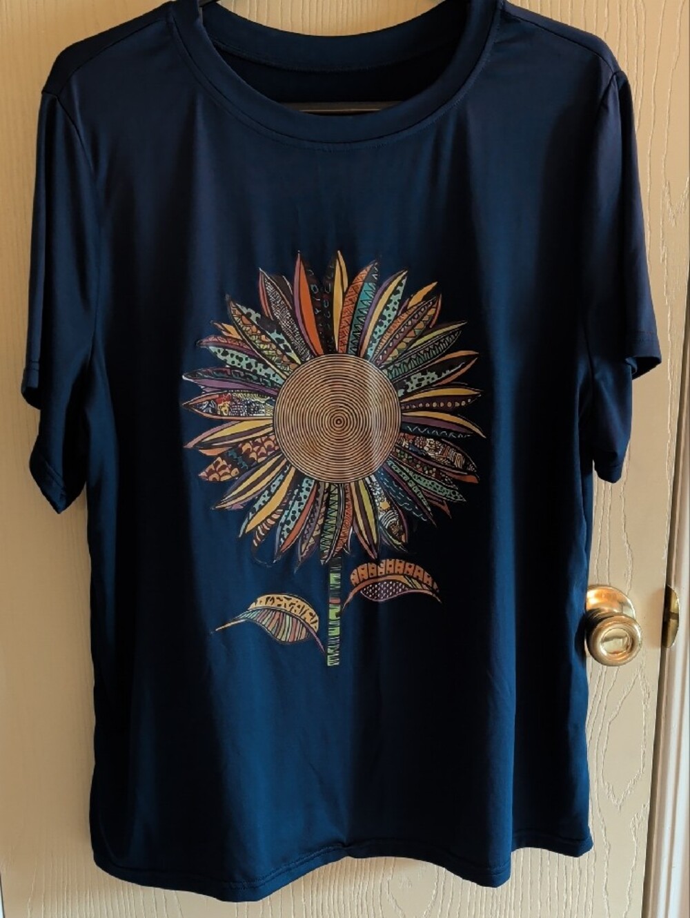 Sunflower Graphic Tee Navy Women’s 1XL Multicolor Floral Top